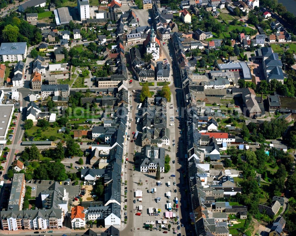 Zaßnitz from above - Town View of the streets and houses of the residential areas in Zaßnitz in the state Saxony, Germany