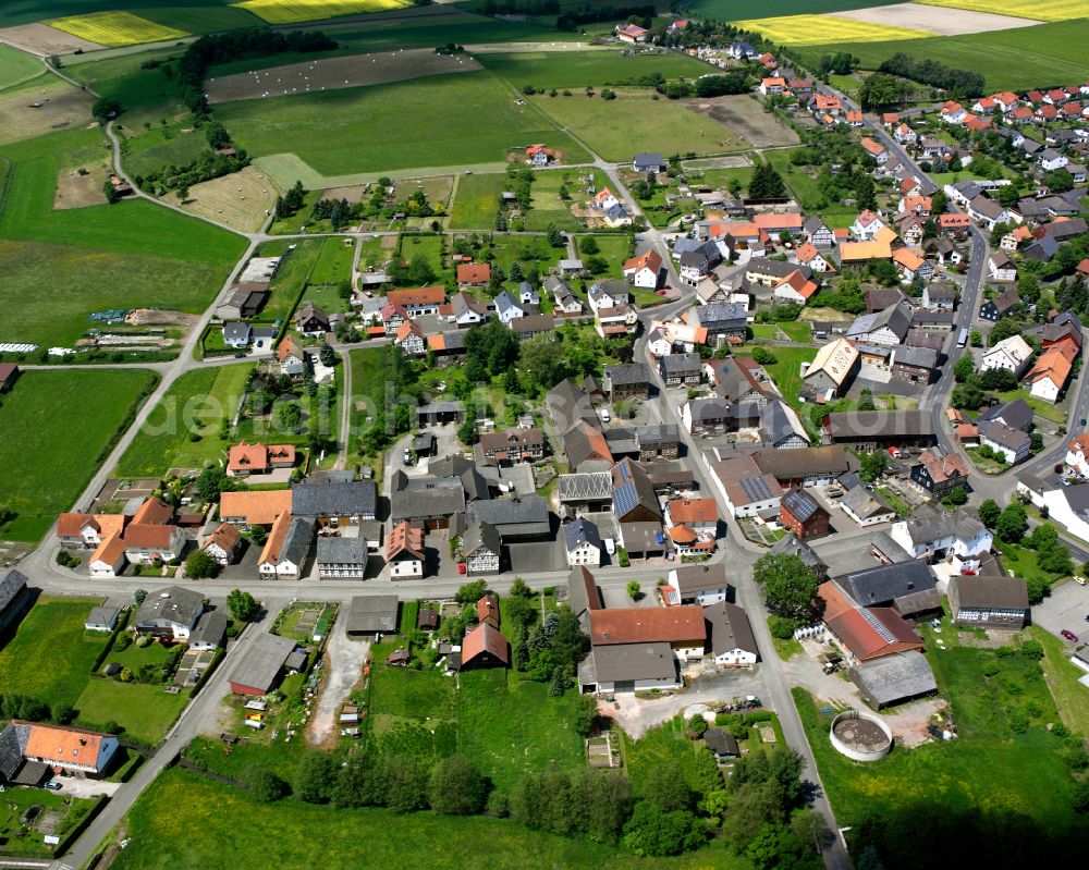 Zell from the bird's eye view: Town View of the streets and houses of the residential areas in Zell in the state Hesse, Germany