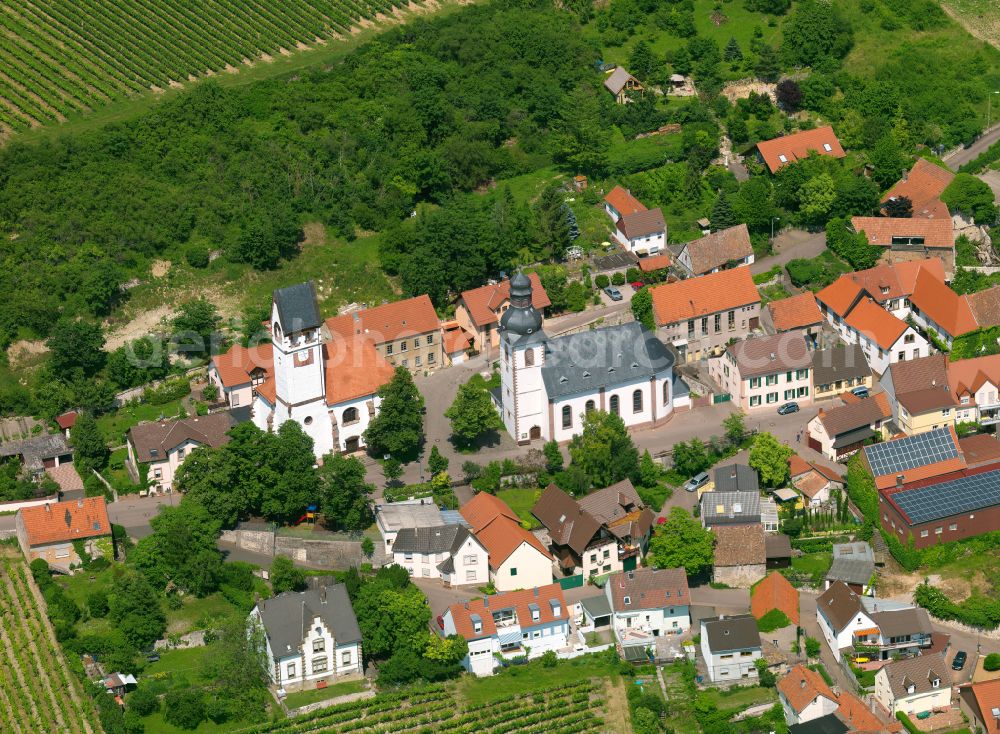 Zell from above - Town View of the streets and houses of the residential areas in Zell in the state Rhineland-Palatinate, Germany