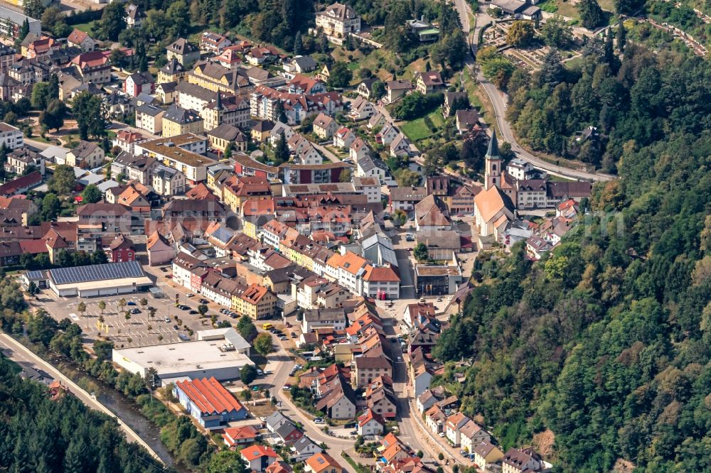 Aerial photograph Zell im Wiesental - Town View of the streets and houses of the residential areas in Zell im Wiesental in the state Baden-Wurttemberg, Germany