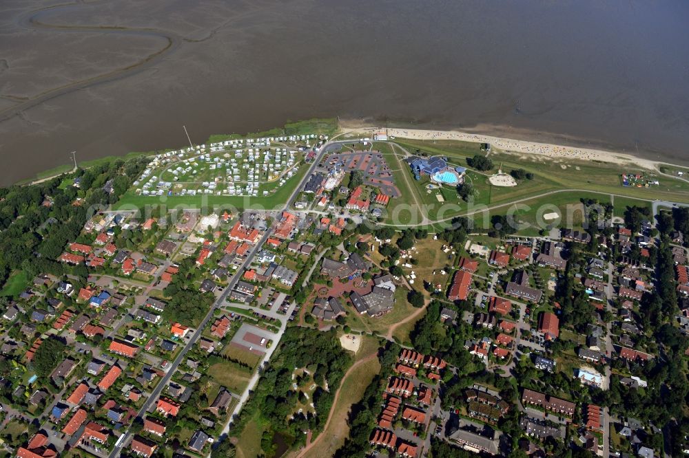 Aerial photograph Dangast - Town View from the center Dangast on the North Sea coast in the state of Lower Saxony