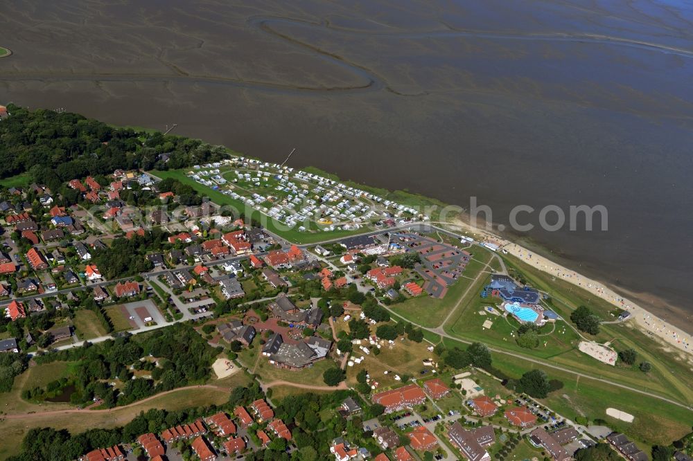 Aerial photograph Dangast - Town View from the center Dangast on the North Sea coast in the state of Lower Saxony