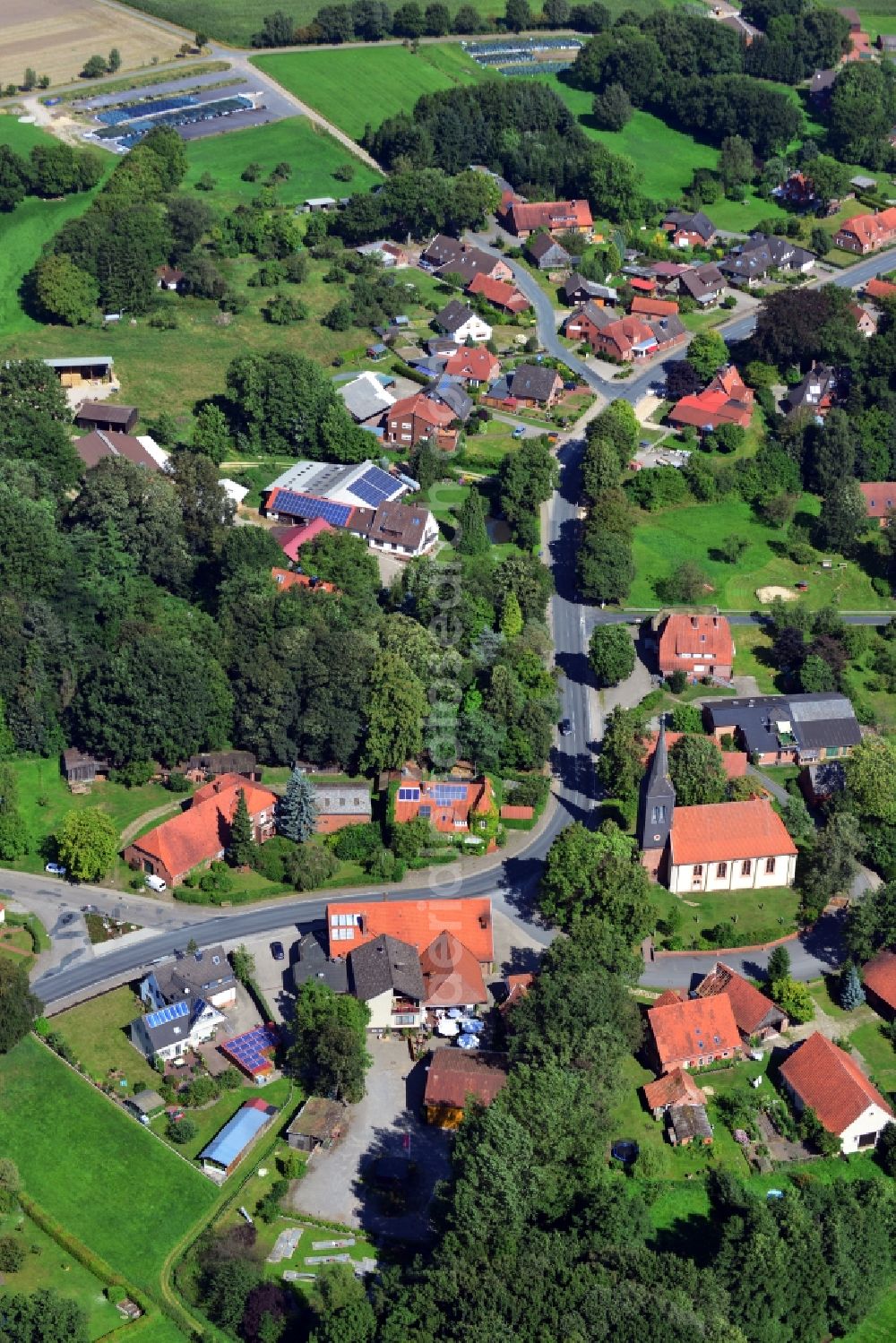 Kirchtimke from the bird's eye view: Town View from the center Kirchtimke in Lower Saxony