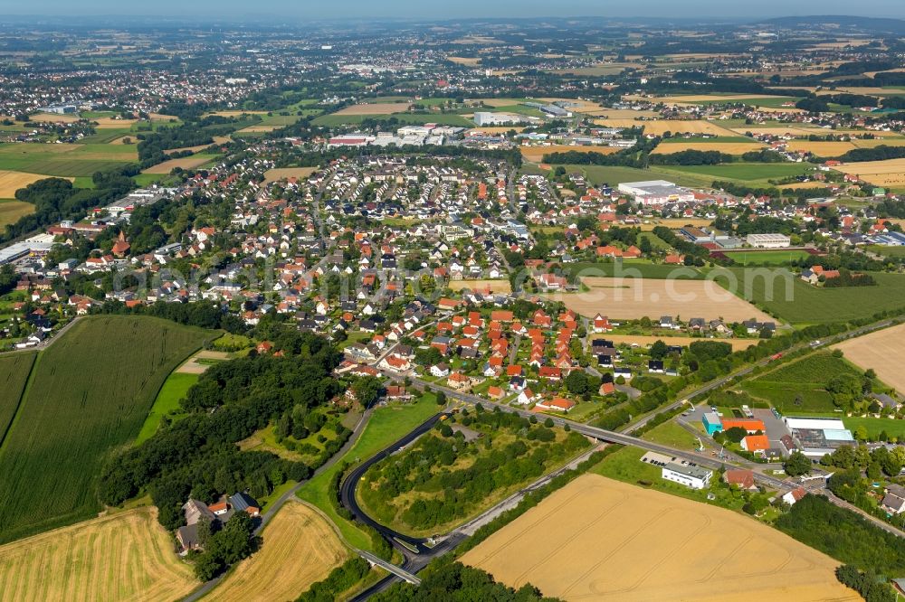 Aerial photograph Kirchlengern - View of the centre of the borough of Kirchlengern in the state of North Rhine-Westphalia. The borough is located in the East-Westphalian district of Herford