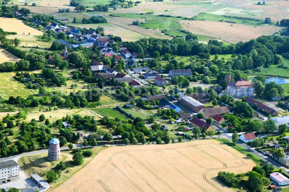 Zichow from the bird's eye view: Town View of the streets and houses of the residential areas in Zichow in the state Brandenburg, Germany