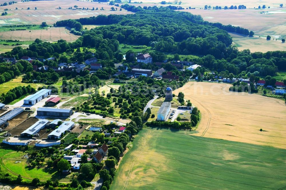 Zichow from above - Town View of the streets and houses of the residential areas in Zichow in the state Brandenburg, Germany