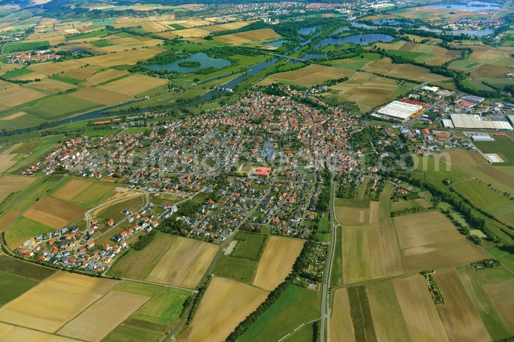 Aerial photograph Knetzgau - Village - View of the district Hassberge belonging municipality in Knetzgau in the state Bavaria