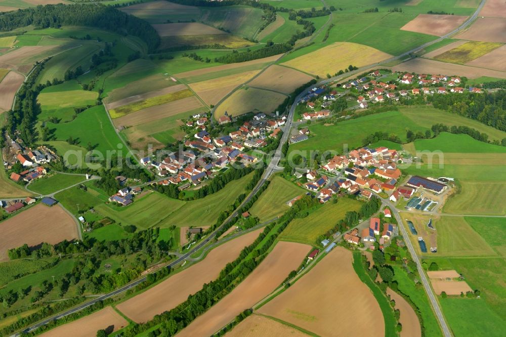 Aerial photograph Kraisdorf - Village - View of the district Hassberge belonging municipality in Kraisdorf in the state Bavaria