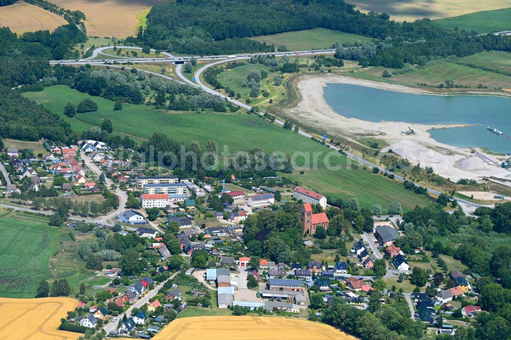 Zurow from the bird's eye view: Town View of the streets and houses of the residential areas in Zurow in the state Mecklenburg - Western Pomerania, Germany