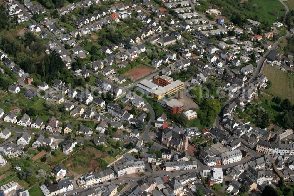 Trier from above - Views of the local district Ruwer / Eitelsbach with residential areas, church and primary school in Trier in Rhineland-Palatinate