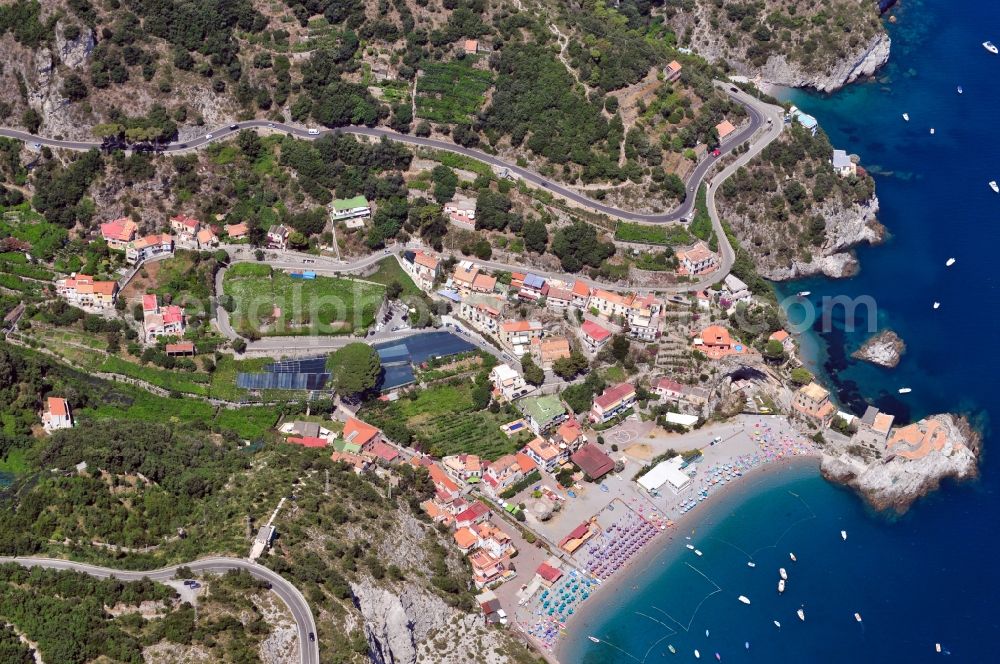 Aerial image Maiori OT Erchie - View of the district Erchie of the city Maiori at the Amalfi Coast in the province Salerno in Italy