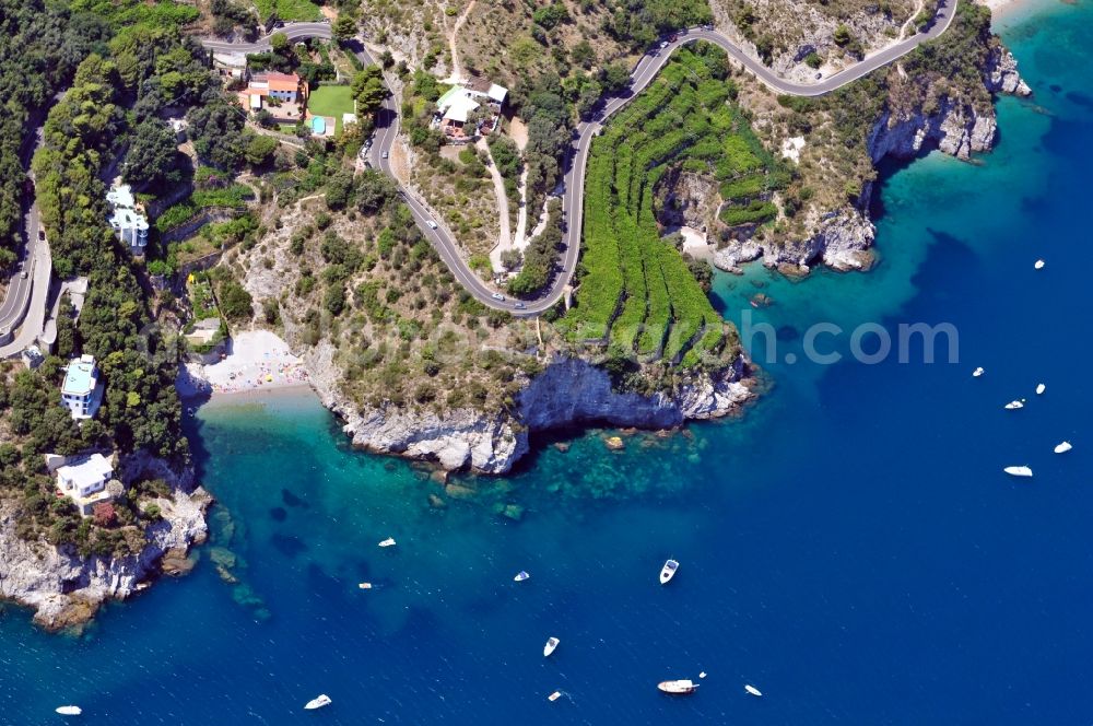 Maiori OT Erchie from above - View of the district Erchie of the city Maiori at the Amalfi Coast in the province Salerno in Italy