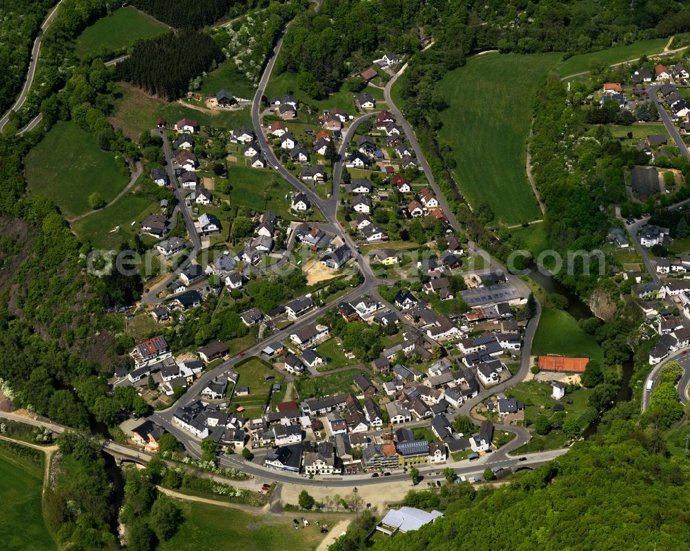 Schuld from above - Town on the banks of the river of Ahr in Schuld in the state Rhineland-Palatinate, Germany