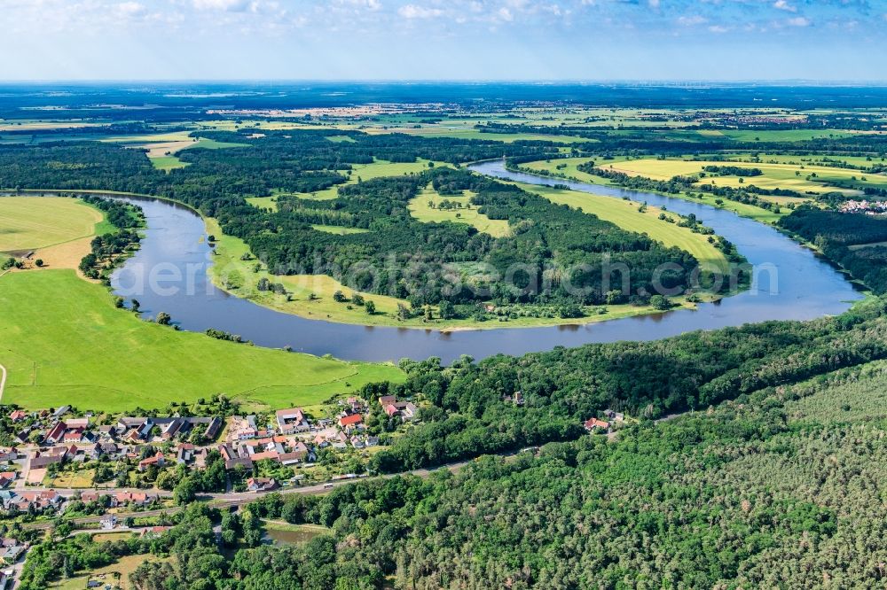 Griebo from above - Town on the banks of the river Elbe in Griebo in the state Saxony-Anhalt, Germany