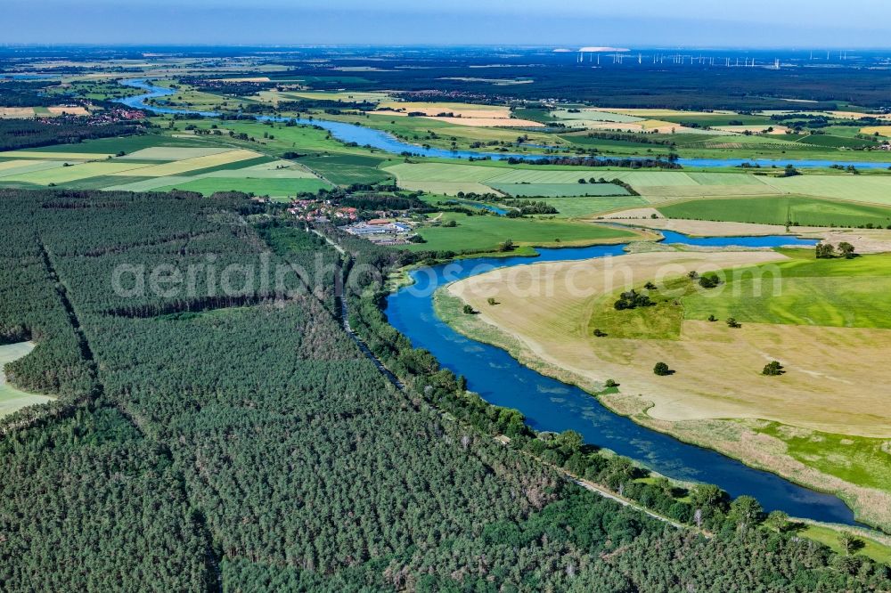 Klietznick from above - Town on the banks of the river Elbe in Klietznick in the state Saxony-Anhalt, Germany