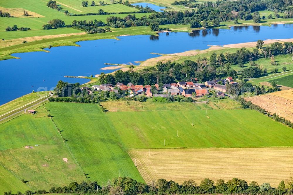 Müggendorf from above - Town on the banks of the river Elbe in Mueggendorf in the state Brandenburg, Germany