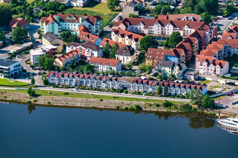 Schönebeck (Elbe) from above - Town on the banks of the river Elbe in Schoenebeck (Elbe) in the state Saxony-Anhalt, Germany