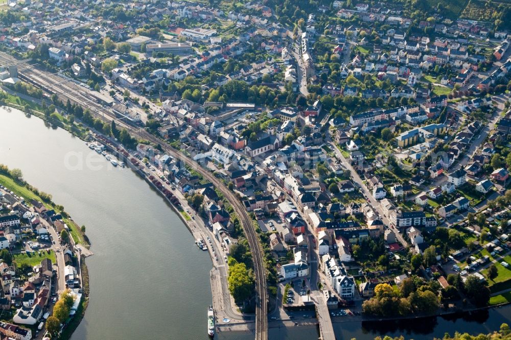 Aerial photograph Mertert - Town on the banks of the river of the river Mosel in Mertert in Grevenmacher, Luxembourg