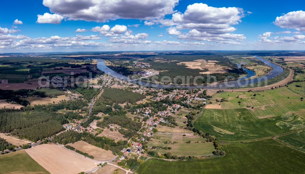 Hohensaaten from above - Town on the banks of the river of Oder in Hohensaaten in the state Brandenburg, Germany