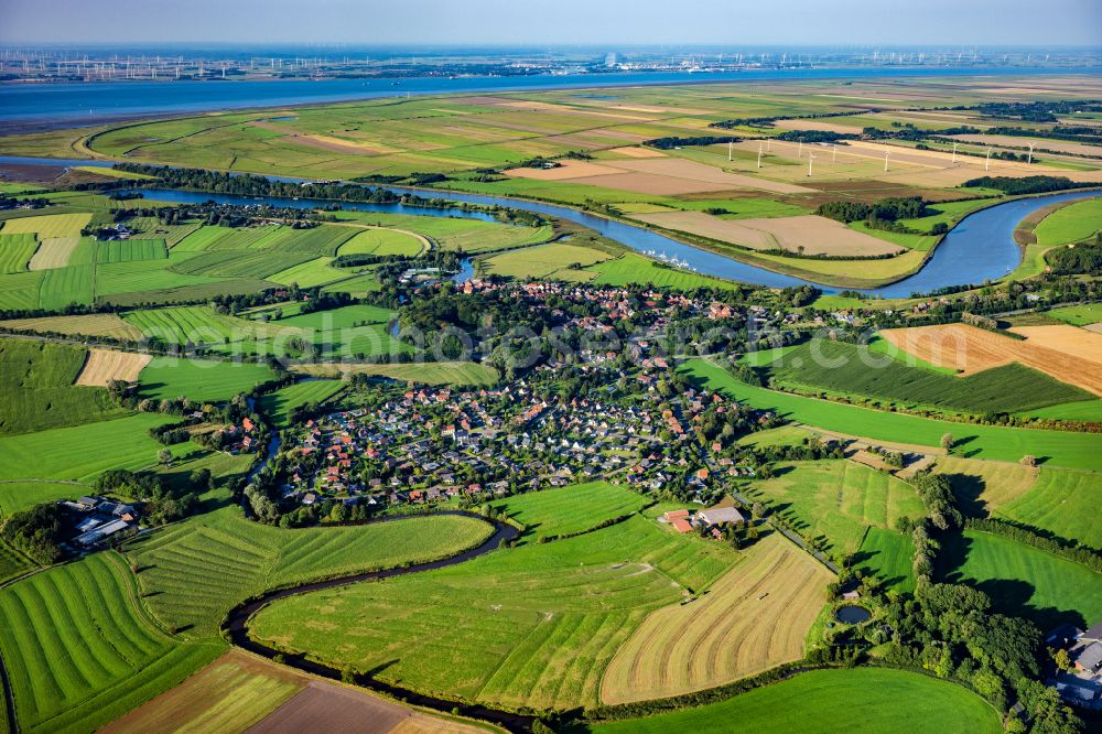 Neuhaus (Oste) from above - Town on the banks of the river of Oste in Neuhaus (Oste) in the state Lower Saxony, Germany