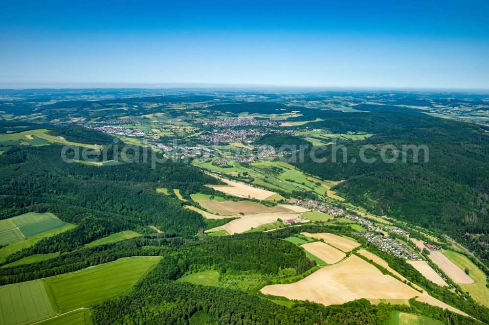 Aerial photograph Thal - Village of Thal on the river Emmer in Bad Pyrmont in the state Lower Saxony, Germany