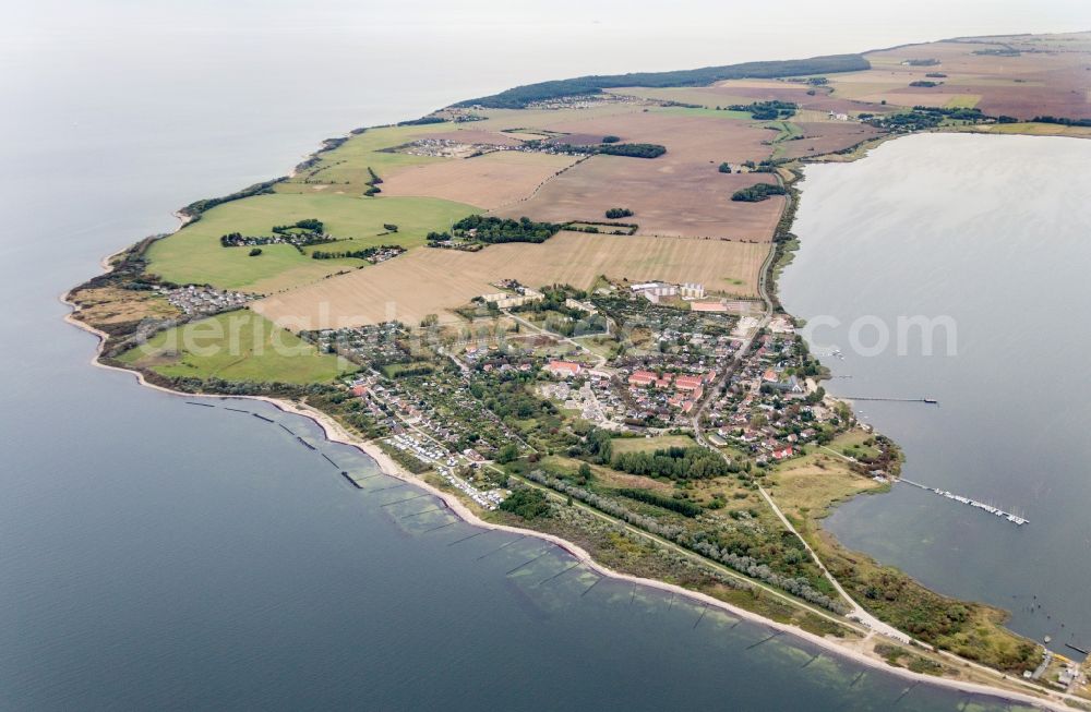 Dranske from above - Town on the banks of the river in Dranske Ruegen in the state Mecklenburg - Western Pomerania, Germany