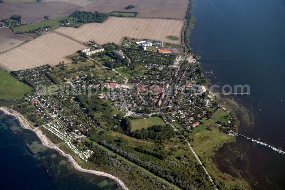 Dranske from above - Town on the banks of the river in Dranske Ruegen in the state Mecklenburg - Western Pomerania, Germany