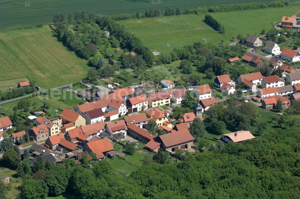 Hörsel OT Weingarten from the bird's eye view: Village resp. small town Weingarten with the village Church in Thuringia