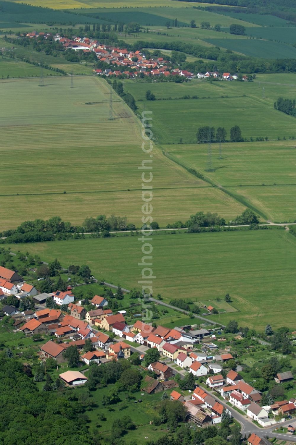 Aerial image Hörsel OT Weingarten - Village resp. small town Weingarten with the village Church in Thuringia