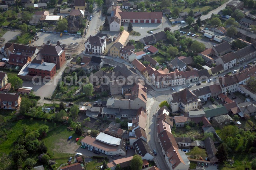 Aerial photograph STORKOW - Blick auf die Baustelle zur Ortsdurchfahrung der Bundesstrasse B 246 in Storkow. Landesbetrieb Straßenwesen Brandenburg (