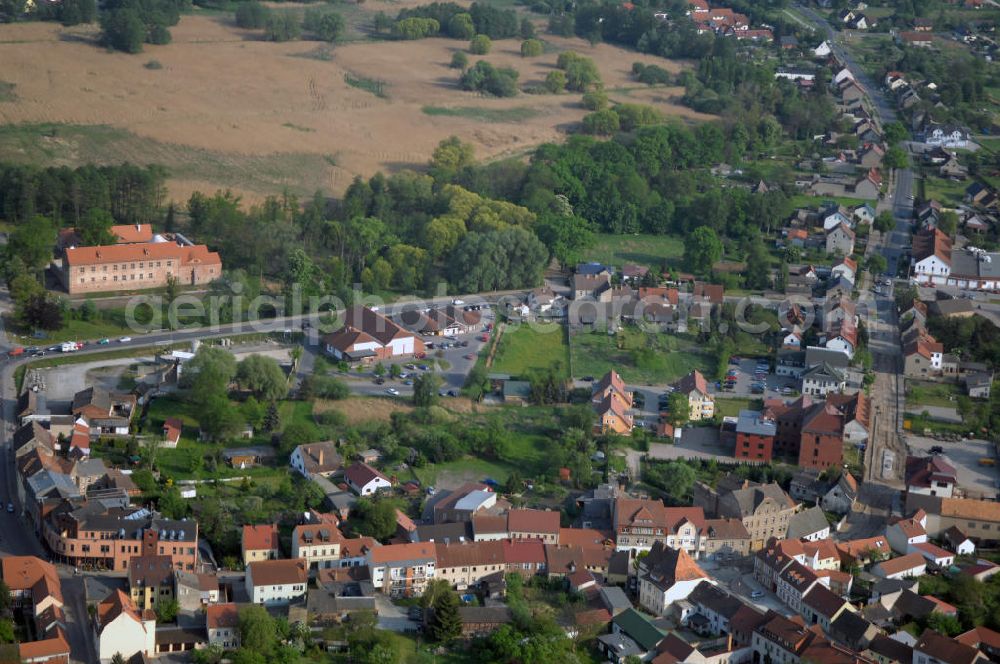 Aerial photograph STORKOW - Blick auf die Baustelle zur Ortsdurchfahrung der Bundesstrasse B 246 in Storkow. Landesbetrieb Straßenwesen Brandenburg (