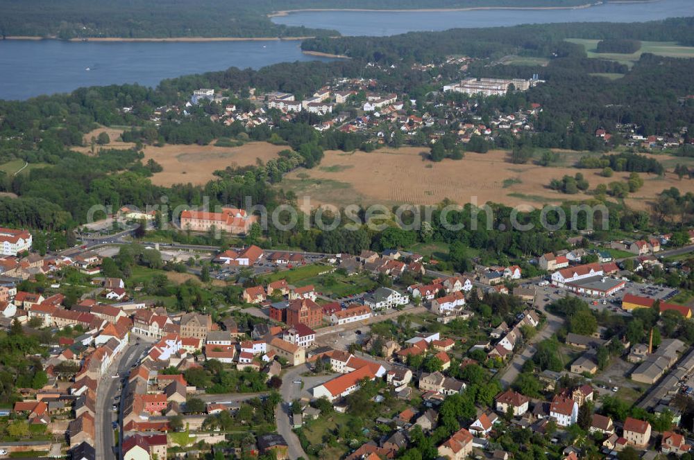 Aerial image STORKOW - Blick auf die Baustelle zur Ortsdurchfahrung der Bundesstrasse B 246 in Storkow. Landesbetrieb Straßenwesen Brandenburg (