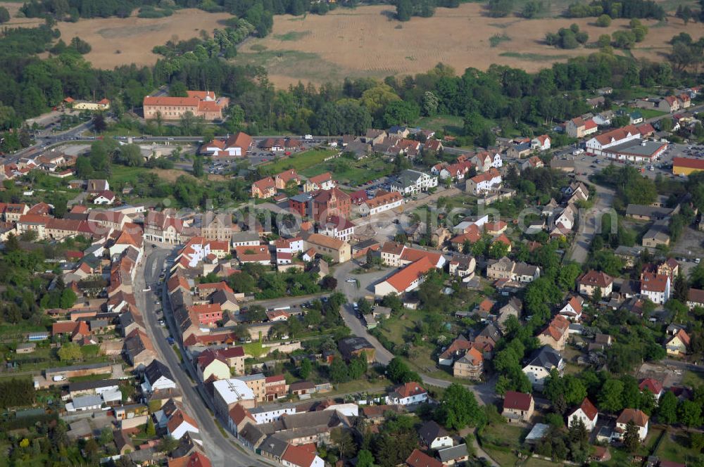 Aerial photograph STORKOW - Blick auf die Baustelle zur Ortsdurchfahrung der Bundesstrasse B 246 in Storkow. Landesbetrieb Straßenwesen Brandenburg (