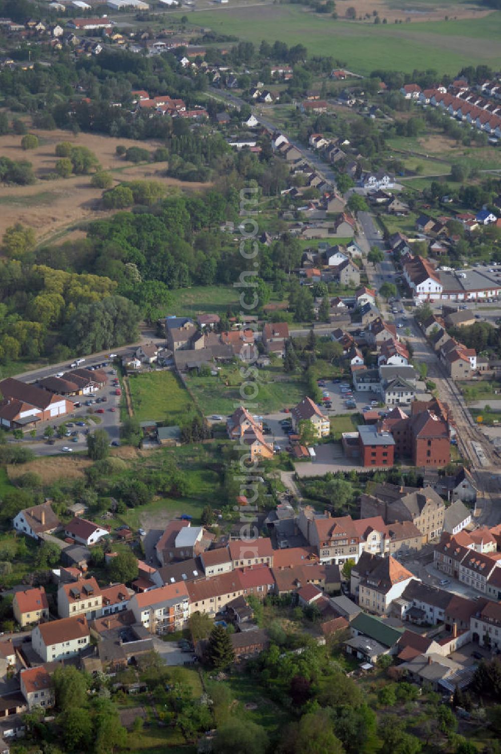 STORKOW from above - Blick auf die Baustelle zur Ortsdurchfahrung der Bundesstrasse B 246 in Storkow. Landesbetrieb Straßenwesen Brandenburg (