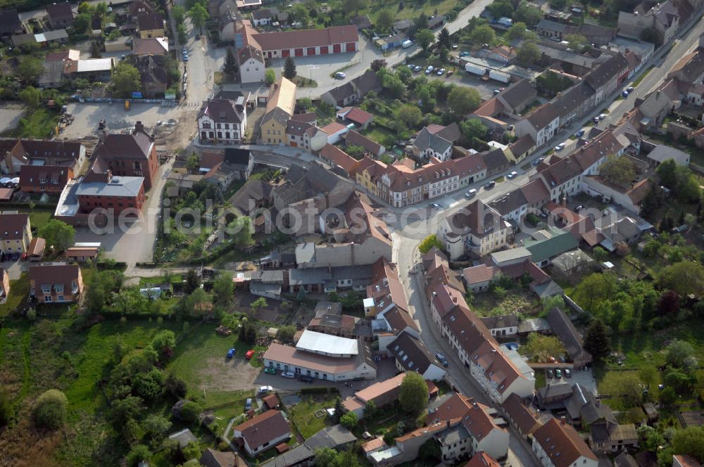 Aerial image STORKOW - Blick auf die Baustelle zur Ortsdurchfahrung der Bundesstrasse B 246 in Storkow. Landesbetrieb Straßenwesen Brandenburg (