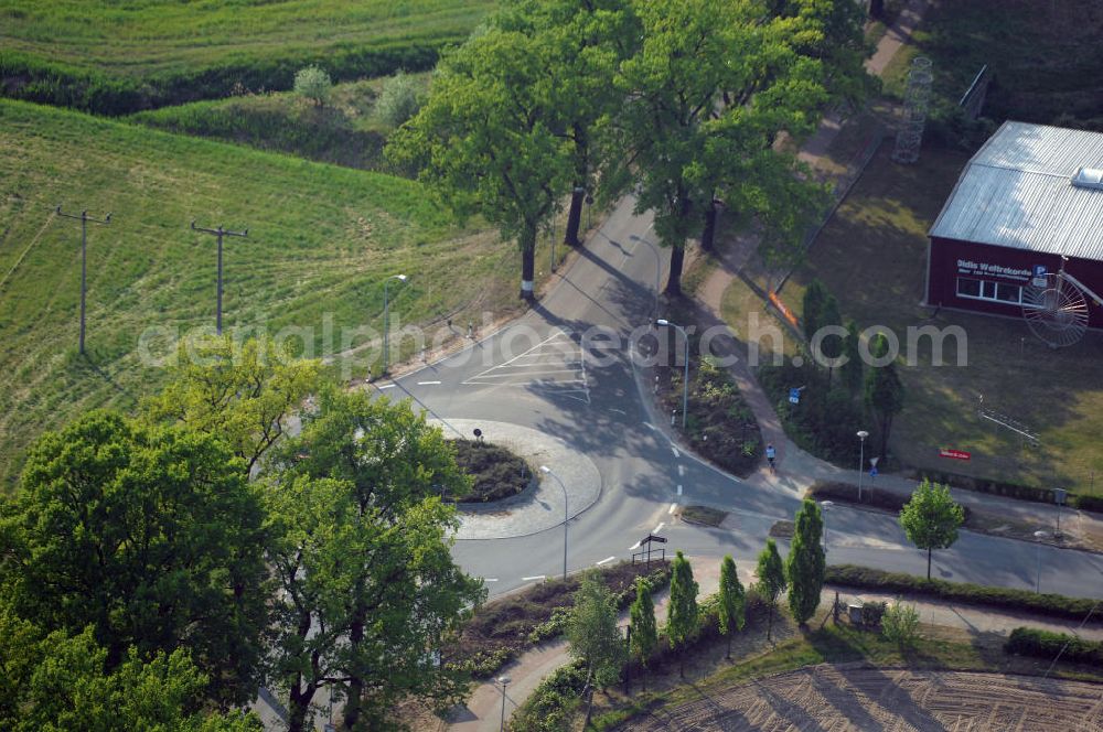 Aerial photograph STORKOW - Blick auf die Baustelle zur Ortsdurchfahrung der Bundesstrasse B 246 in Storkow. Landesbetrieb Straßenwesen Brandenburg (