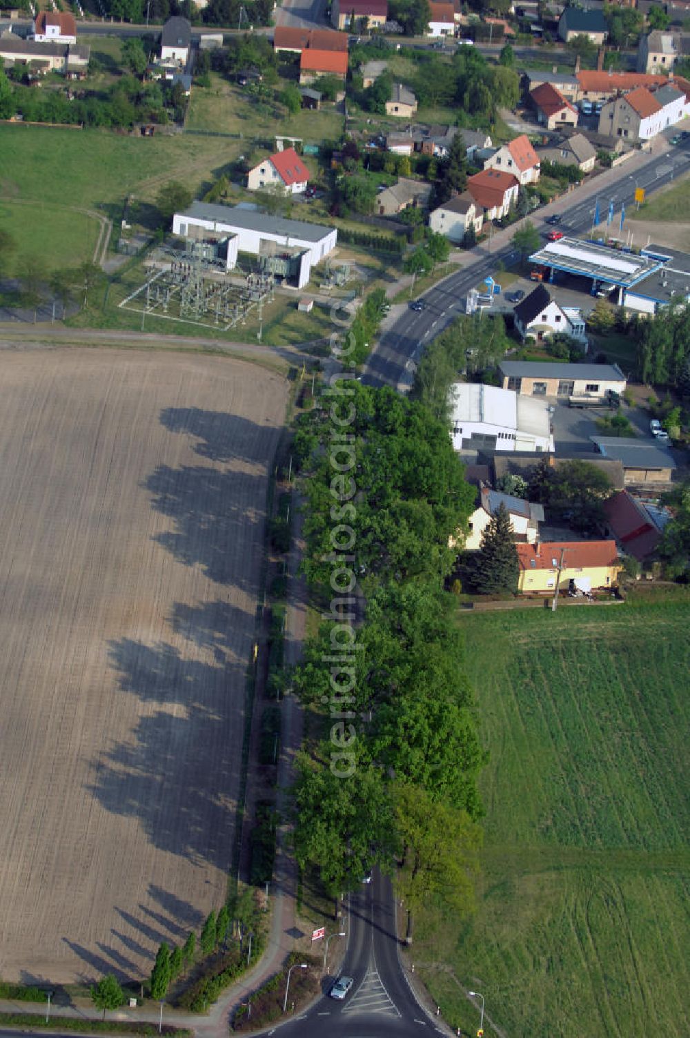 Aerial photograph STORKOW - Blick auf die Baustelle zur Ortsdurchfahrung der Bundesstrasse B 246 in Storkow. Landesbetrieb Straßenwesen Brandenburg (