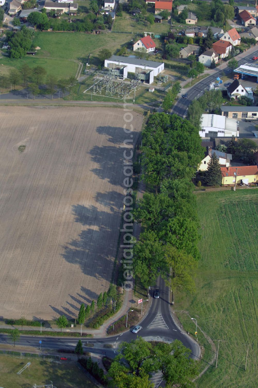 STORKOW from above - Blick auf die Baustelle zur Ortsdurchfahrung der Bundesstrasse B 246 in Storkow. Landesbetrieb Straßenwesen Brandenburg (