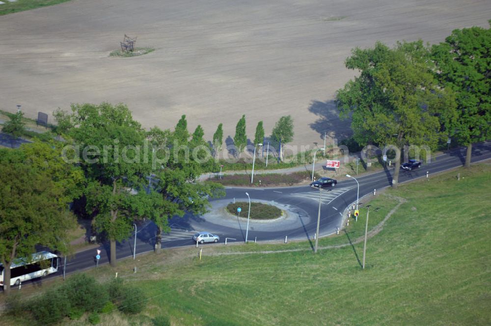 Aerial image STORKOW - Blick auf die Baustelle zur Ortsdurchfahrung der Bundesstrasse B 246 in Storkow. Landesbetrieb Straßenwesen Brandenburg (