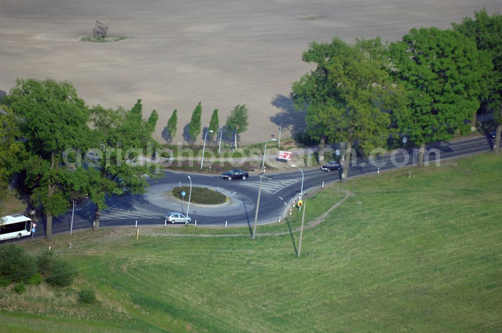 Aerial photograph STORKOW - Blick auf die Baustelle zur Ortsdurchfahrung der Bundesstrasse B 246 in Storkow. Landesbetrieb Straßenwesen Brandenburg (