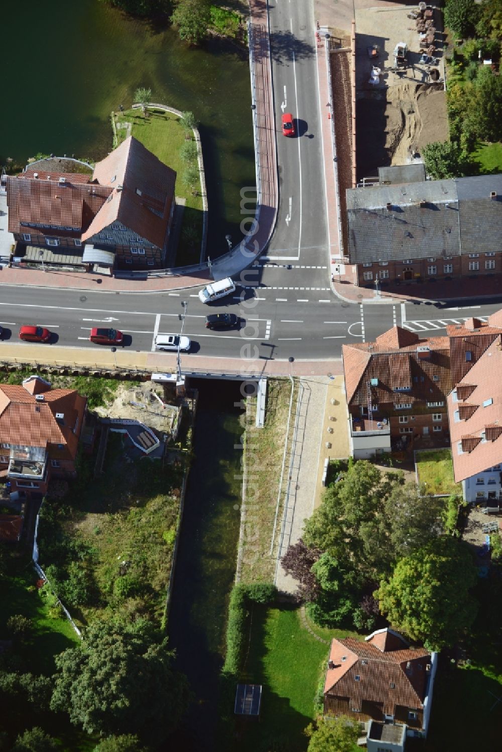 Ratzeburg from above - Guided tour of the federal highway B 208 on the banks of the Domsee in Ratzeburg in Schleswig-Holstein