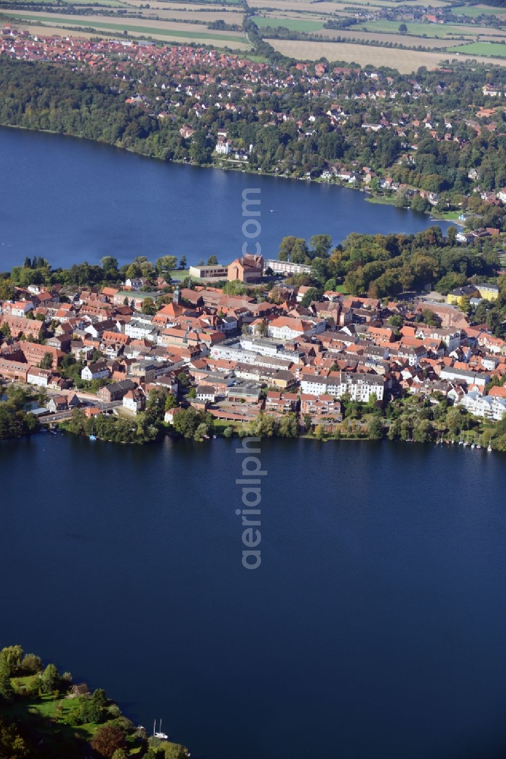 Aerial image Ratzeburg - Guided tour of the federal highway B 208 on the banks of the Domsee in Ratzeburg in Schleswig-Holstein