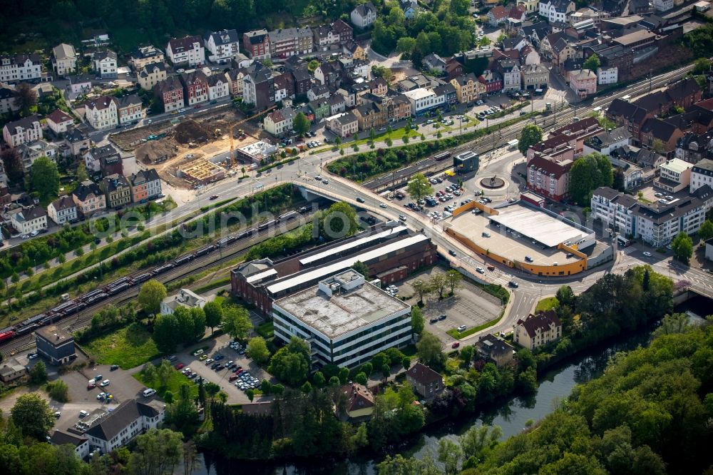 Aerial image Hagen - Area around the station and railway buildings of Hohenlimburg in Hagen in the state of North Rhine-Westphalia