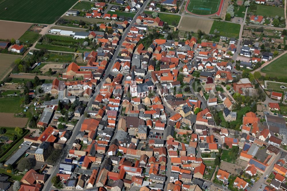 Aerial photograph Armsheim - Townscape Armsheim in the Alzey-Worms in Rhineland-Palatinate