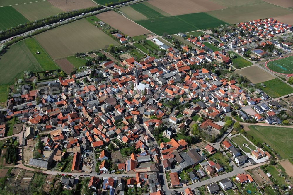 Aerial photograph Armsheim - Townscape Armsheim in the Alzey-Worms in Rhineland-Palatinate