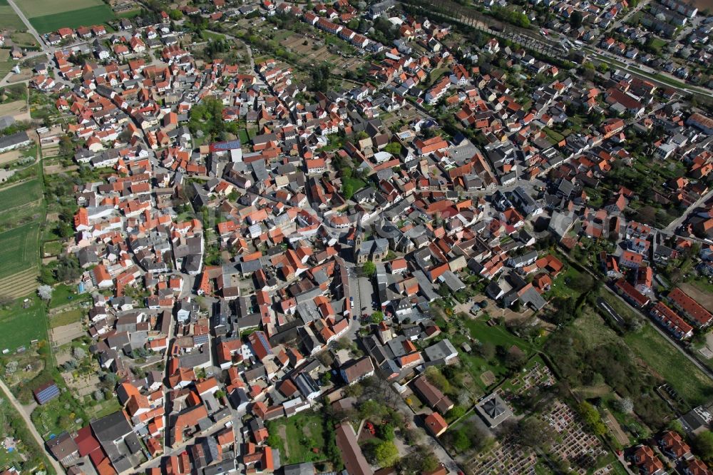 Saulheim from above - Townscape Saulheim in Rhineland-Palatinate