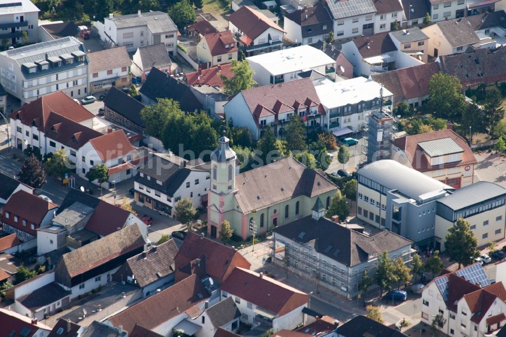 Aerial photograph Altlußheim - Center market in Altlussheim in the state Baden-Wuerttemberg