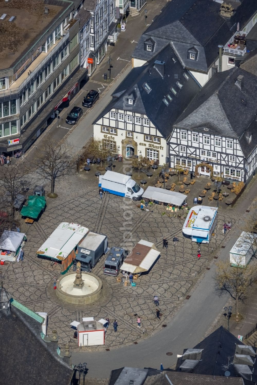 Aerial image Brilon - Center market in Brilon at Sauerland in the state North Rhine-Westphalia, Germany