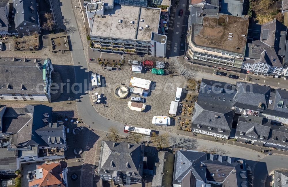 Brilon from above - Center market in Brilon at Sauerland in the state North Rhine-Westphalia, Germany