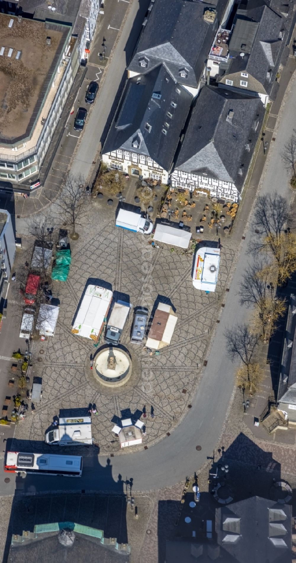 Brilon from the bird's eye view: Center market in Brilon at Sauerland in the state North Rhine-Westphalia, Germany